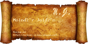 Molnár Jolán névjegykártya